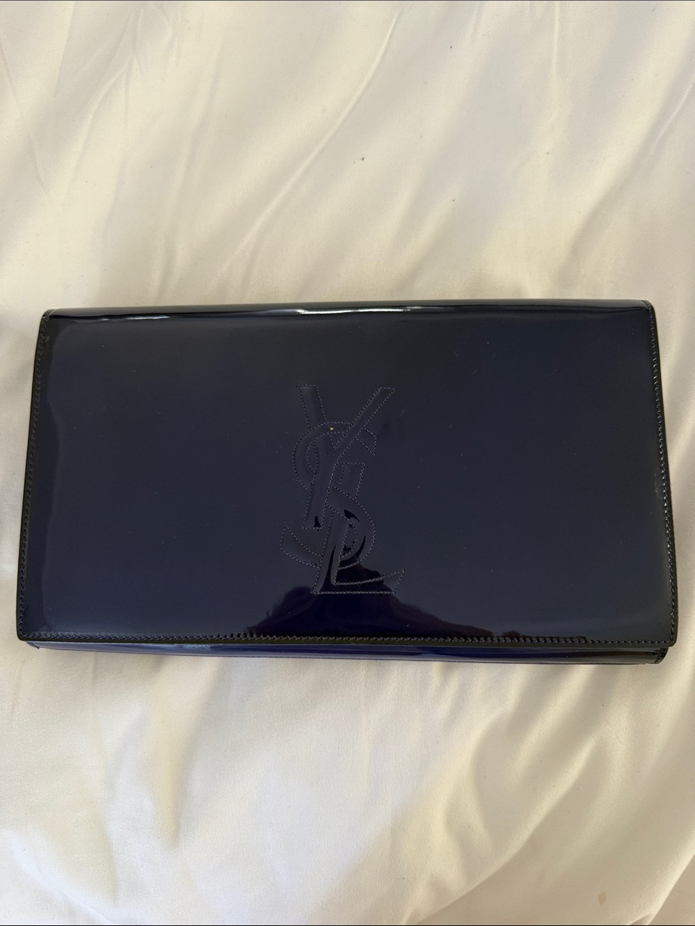 Saint Laurent Glossy Patent Leather Clutch - Deep Navy